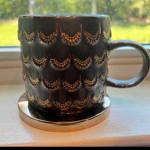 Starbucks Anniversary 2015 Mug 10 oz. Coffee Cup Mermaid 3D Brown w/Gold Scales
